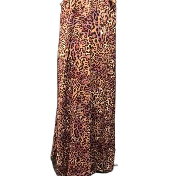 Nicole Miller Maxi Dress Women’s Size Large Violet Tulip Animal Print Satin NWT - Picture 8 of 12